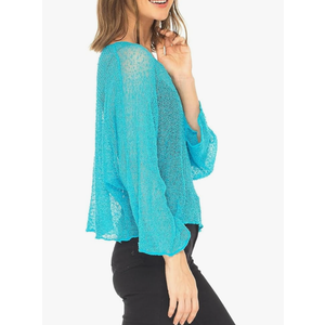 KMBANGI Women Sheer Knit Poncho Lightweight See Through Shrug Bolero Sweater Top Mesh Knit Shawl Wraps Cover Up, One size