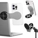 ALAFLY Detachable Magnetic Phone Holder for Laptop & Car, Foldable Desk Phone Stand, Adjustable Magnetic Phone Tripod Mount Adapter with 1/4" Screw Design for MagSafe iPhone and All Phones, Gray (Silver)