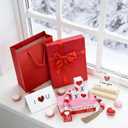 Perfect Valentines Day Table Decorations, Wood Stack with XOXO Signs Set (Gift Card, Box and Bag), Valentine's Day Decor for Home Room Office Fireplace Kitchen Shelf Desk Centerpiece Tiered Tray