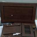 HDDDZSW Farmhouse XXL End Table with Charging Station, Narrow Side Table with USB Ports and Outlets, Nightstand with 2 Drawers Storage, Bedside Tables for Living Room, Bedroom, Rustic Cherry