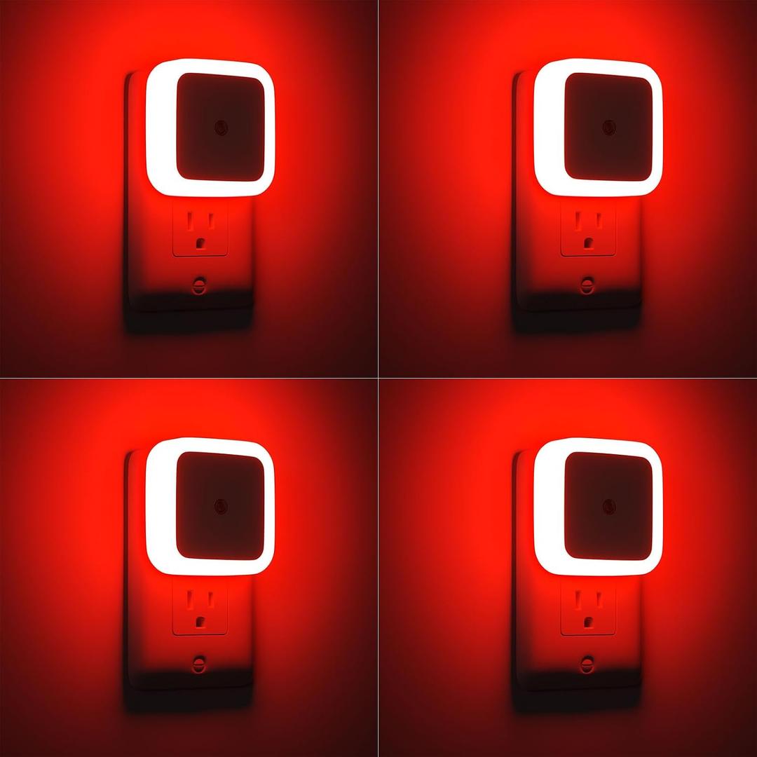 Sujeet Red Night Light, Night Lights Plug into Wall 4-Pack, Nightlight Plug in Night Light, Dusk to Dawn Night Lamp Led Night Lights for Adults Bedroom, Bathroom, Hallway