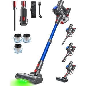 V15 Cordless Vacuum Cleaner, 45Mins Powerful Vacuum Cleaners for Home, Lightweight Stick Vacuum with Advanced Green Light Tech, Rechargeable Battery Vacuum for Carpet,Pet Hair,Hardwood Floor (Navy)