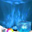 Lava Lamp,5.1 inch Ocean Wave Projector Light Northern Lights Cube Aurora Glow Sunset Lamp,16 Colors Gradual Rotating with Remote Control for Bedroom Living Room and Game Room Decor (Corded)