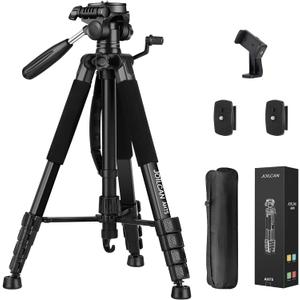 JOILCAN Tripod Camera Tripods, 74" Tripod for Camera Phone Video Recording, Heavy Duty Cameras Tripod Stand, Professional Travel DSLR Tripods Compatible with Canon iPhone, Max Load 15 LB (Black)