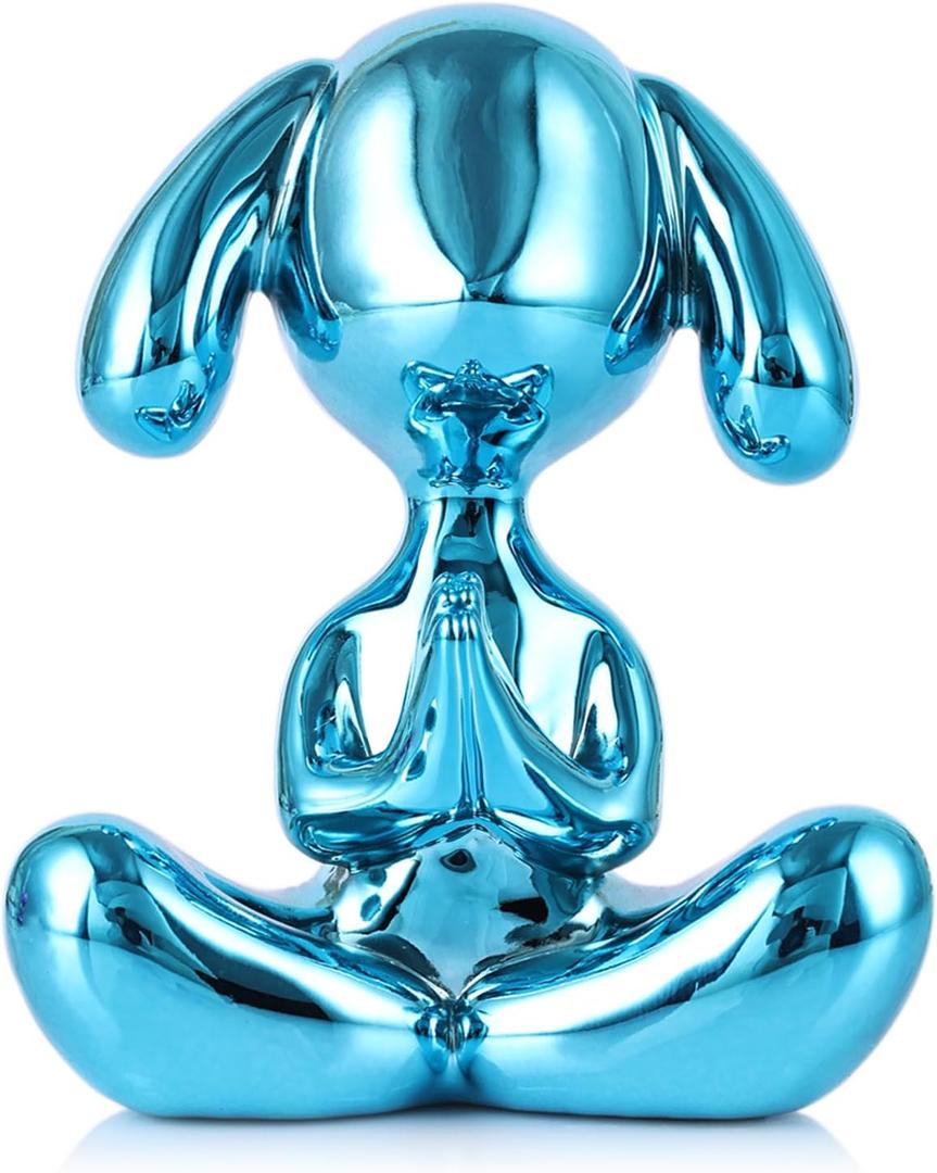 Small Balloon Dog Statue Home Decor, Yoga Dog Statue Ornament, Blue Balloon Dogs Figurines Crafts Cute Room Decor, Living Room Desktop Decorations, Animal Statues Shelf Decors