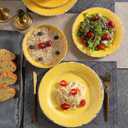 Farmhouse Melamine Dinner Plate Set, 6 Piece 11-inch Chip Resistant, Lightweight Round Kitchen Plates Set for Salad, Pasta Unbreakable RV, Camping Dining Serving Dishes for Parties, Yellow