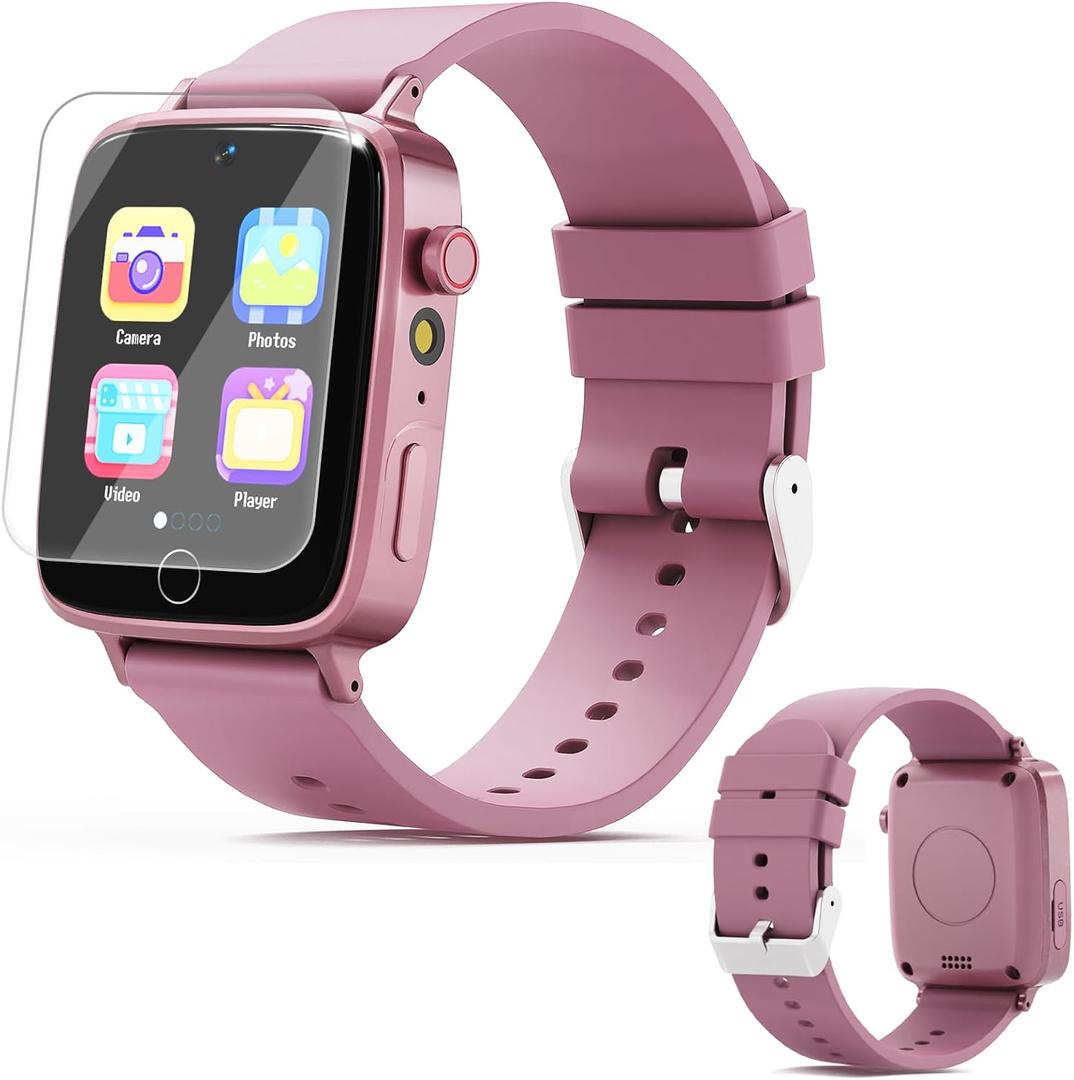 Kids Games Watch, Smart Kids Watch with 26 Puzzle Games, Touch Screen, Alarm Clock, HD Camera, Toys for Ages 4-12 Years Old, Birthday Gift for Girls(Pink)