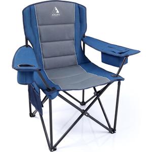 Oversized Camping Chairs for Adults - Heavy Duty Padded Outdoor Folding Lawn XL Camp Chair with Cup Holder Cooler Pockets for Tailgate Sports Beach Fishing Garden Portable Supports 500LBS, X-Large