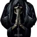 Hoodies Men Skull 3D Graphic Print Sweatshirts Pullover Tops with Pocket (Black, XL)