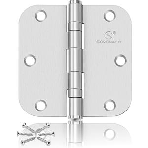 304 Stainless Steel 3.5 Inch Door Hinges Brushed Satin Nickel Interior Hinges 5/8" Radius Corners 3.5'' Ball Bearing Door Hinges- 3 Pack