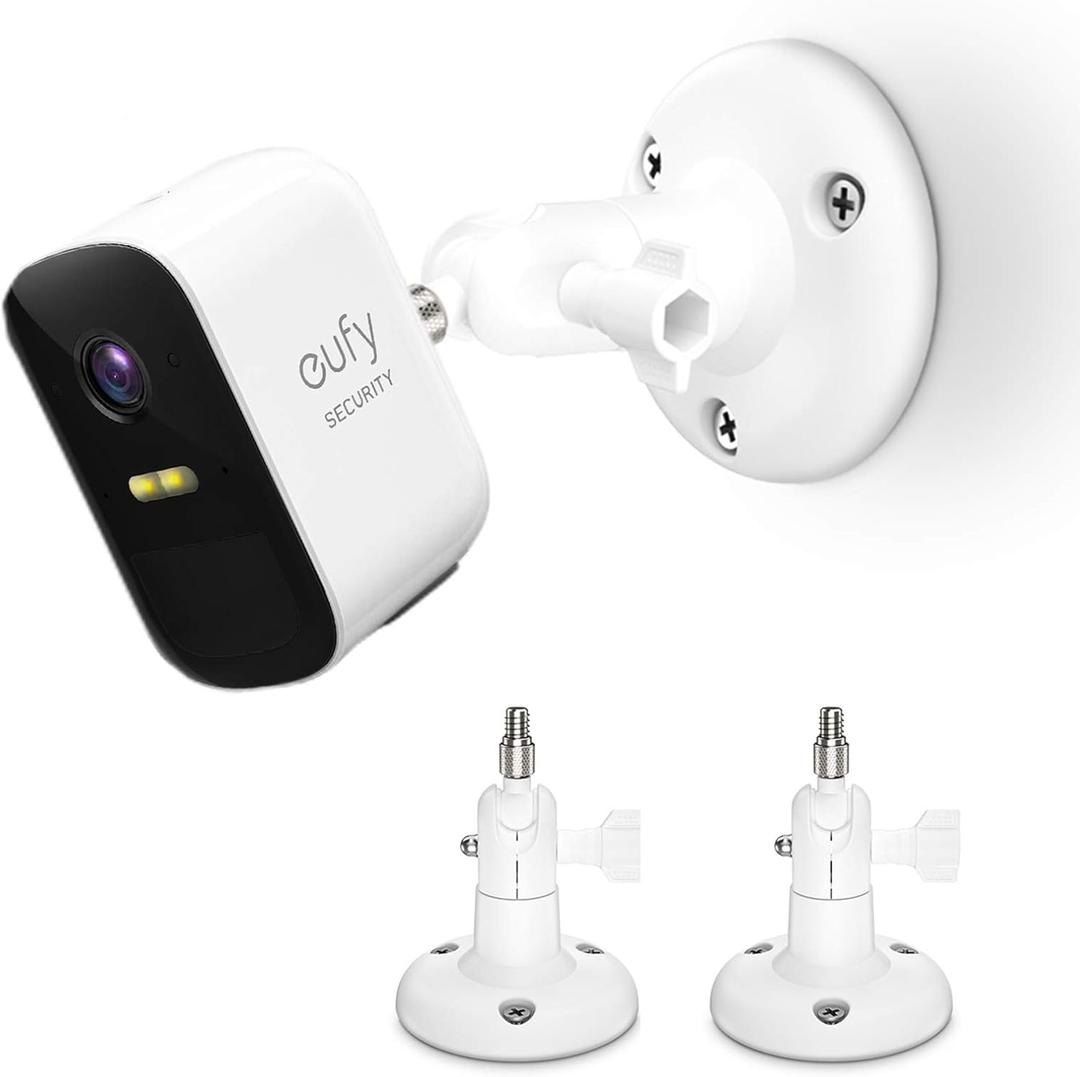Adjustment Wall Mount Holder Compatible with Eufycam 2,eufyCam 2C/2C Pro, 2/2 Pro, 3C/S300, 3/S330 and Other Eufycams Compatible Models,1/4" Screw Camera Wall Mounts (2PACK, White)