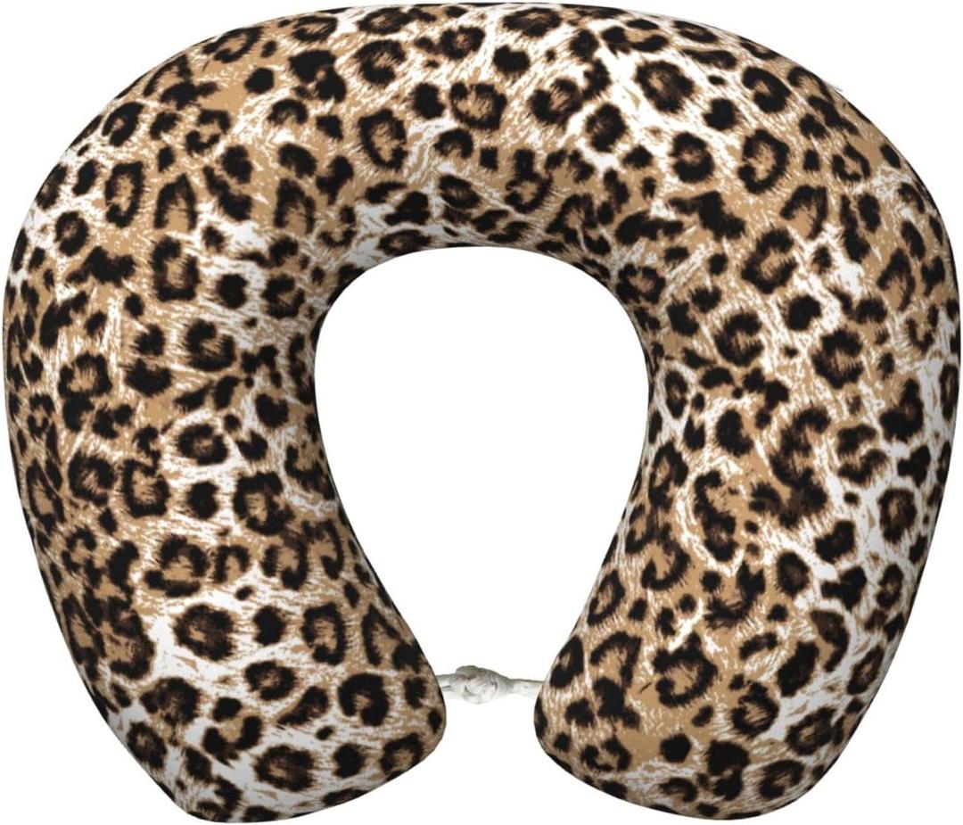 Travel Pillow Classic Leopard Print Cozy Soft Microfiber Memory Foam Neck Pillow Head Support Soft Pillow for Sleeping Rest Airplane Car Home Use