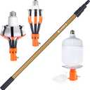 LOVEETA Gen2 12Ft [18Ft Reach] Lightweight Extendable Light Bulb Changer Pole for High Ceilings Telescopic Light Bulb Pole Changer with Bulb Gripper - Champagne Gold