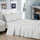 Chezmoi Collection 4-Piece Kids/Teens Football Soccer Sheet Set - Soft Microfiber Blue Green White Soccer Football Kids Sheets, Full Size