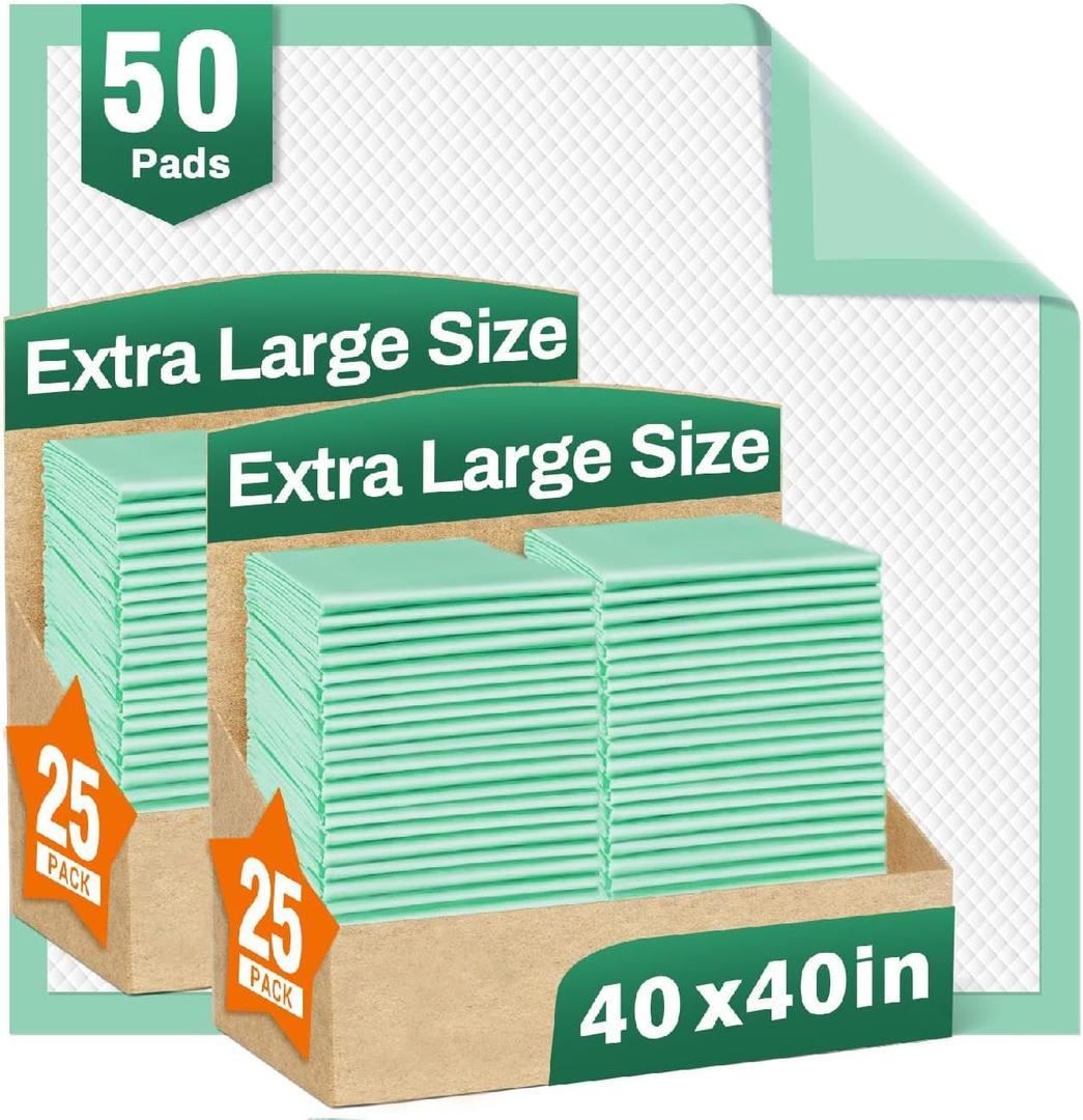 MILDPLUS Disposable Bed Pads 40"X40" 50pcs Extra Large Pee Pads