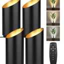 Abovizo 4 Pack Uplighting Indoor, LED Floor Can Lights with Remote and Timer, 3 Color Temps Dimmable Spotlight for Corner Sofa Plant Home Accent Lighting, 5.9 FT Plug Cord & Foot Switch, Black