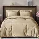 CGK Unlimited Duvet Cover Set - Ultra Soft Microfiber Duvet Cover with Pillow Shams - Premium Quality Home or Hotel Bedding, Comfy, Easy Care, Zipper Closures & Corner Ties, (Heathered Tan) (Queen (90x90))