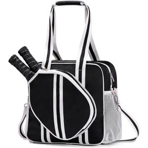 Pickleball Bag, Pickleball Tote Bag with Zipper & Adjustable Shoulder Strap
