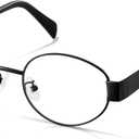 Oval Blue Light Blocking Glasses For Women Y2K Retro 90s Skinny Metal Frame Eye Protect Computer Eyeglasses