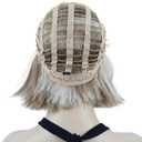Lydell 8" Straight Short Bob Hair Flat Bangs Cute Central Dot Skin Top Heat Resistant Synthetic Wigs (H16/613 Blonde Highlighted)