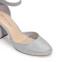 DREAM PAIRS Women's Closed Toe Chunky Heels Ankle Strap Low Block Heels Round Toe Dress Bridal Wedding Pumps Shoes,Size 8,Silver-Glitter,DWUMPU2535