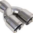 Dual Exhaust Tip 3 Inch Inlet 3" outlet 9.5" Long Tail Pipe Double Wall Polished Stainless Steel Exhaust Tip, Car Tailpipe