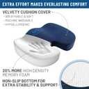 Everlasting Comfort Doctor Recommended Memory Foam Seat Cushion for Office Chairs & Car - Ergonomic Office Desk Accessories - Cushions for Tailbone Pain Relief, Sciatica (Navy Blue, Large)