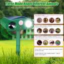 2 Pack Solar Animal Repellent Outdoor, Ultrasonic Deterrent with 4 Modes Deer Repellent Devices Smart Motion Sensor with Light,Effective Against Birds, Cats, Squirrels, Deer,Coyote, Raccoons,Rabbit