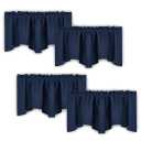 NICETOWN Short Curtain Valances for Windows, Scalloped Valances for Living Room, Farmhouse Style Kitchen Valance Over Sink, Rod Pocket Insulated Window Tiers, W52 x L18, 4 Panels, Navy