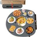 Round Food Warming Mat XXL 27.5''x27.5'' (Gray) - Electric Food Warming Tray with 9 Temp Levels - Silicone Food Warmers for Parties Buffet with Timer, Child Lock & Fast Heating