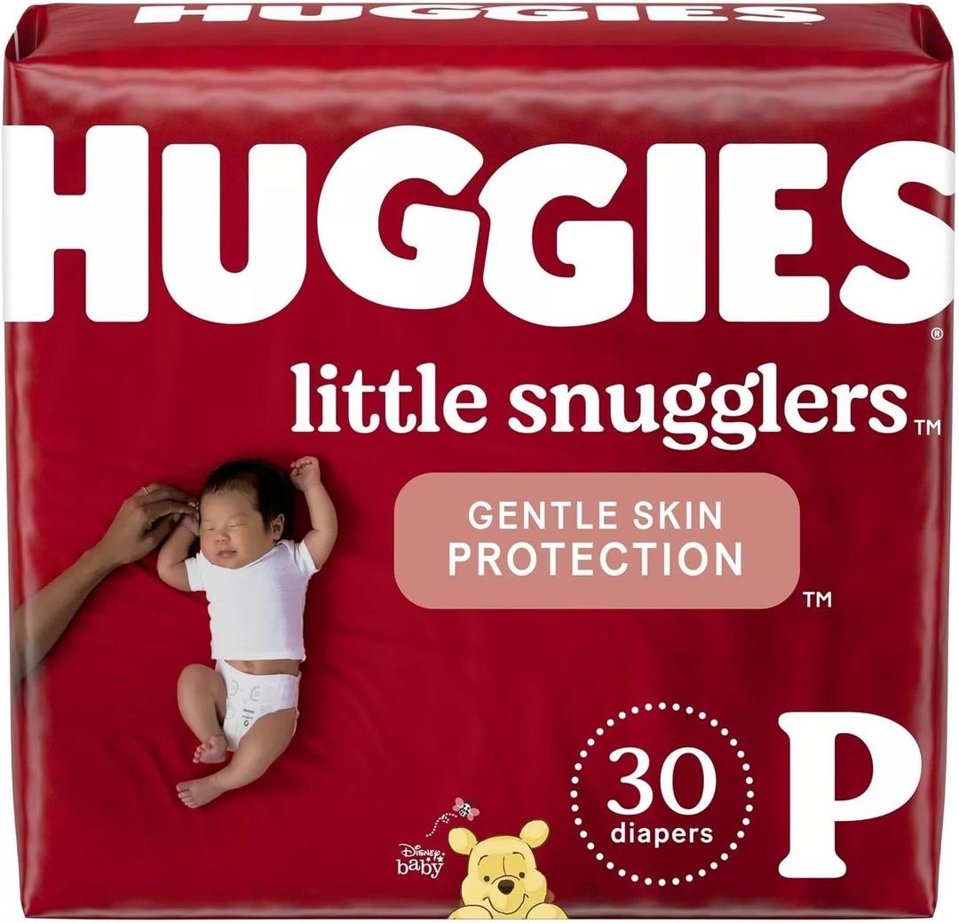 HUGGIES Little Snugglers Baby Diapers, Size Preemie, 30 Count, Convenience Pack 