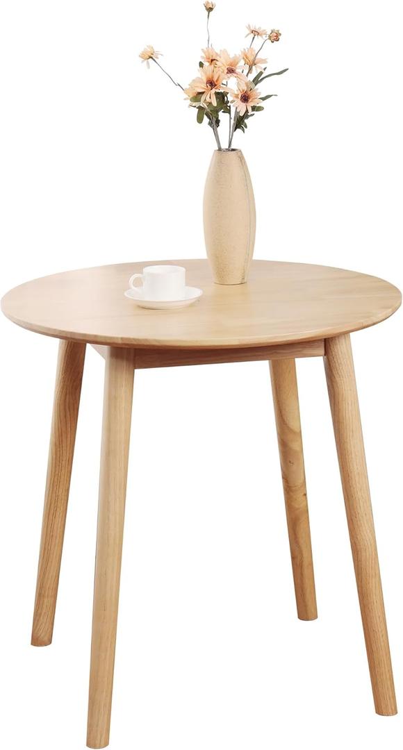 28.3" Small Round Dining Table for 2,Wooden Space-Saving Kitchen Dinner Table Rustic Wood Dining Table Mid Century Modern Kitchen Table (Natural)