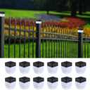 Solar LED Fence Post Cap Light 2x2 Inch (5x5cm) - for Wrought Iron, Aluminum & Garden Fences, Waterproof Outdoor Solar Lights (Warm Light) (12)