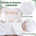 B-COOL Rosette Tablecloth Rectangular White Table Cover 3D Floral Satin Tablecloth Birthday Party Table Covers Boho Wedding Decor 90x156 Inch