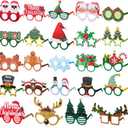 Syhood 48 Pcs Paper Christmas Glasses Bulk Holiday Glasses Frames Fun Christmas Accessories Xmas Party Decorations Costume Eyeglasses for Kids Adults Gifts Photo Props Favors