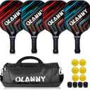 Graphite Pickleball Paddles Set- Premium Rackets Fiber Face & Polymer Honeycomb Core Pickleball Set Includes Pickleball Paddles + Pickleball Balls+ Replacement Soft Grip + 1 Bag