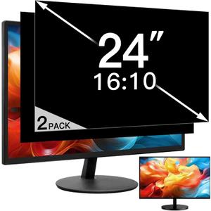 2 Pack 24 Inch 16:10 Privacy Screen for Computer Monitor, Eye Protection Anti Glare Computer Screen Cover, Removable Anti-Scratch Computer Screen Privacy Shield for 24'' Widescreen Monitor