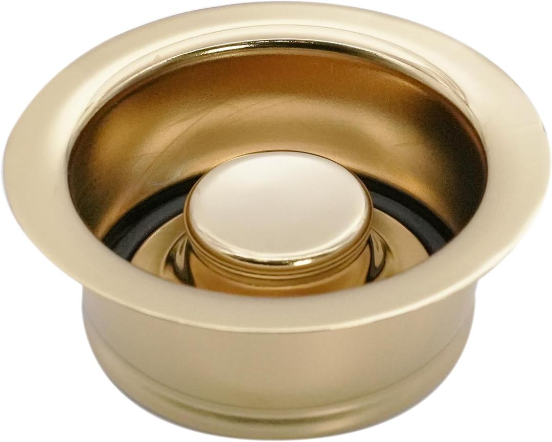 Westbrass D2089-01 4-1/4" Kitchen Sink Waste Disposal Drain Flange and Stopper, Polished Brass