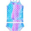 Tziharora Girls Swimsuits Size 4t 5t Two Piece Bathing Suit Tankini Sets Blue Pink Scale Print Swimwear
