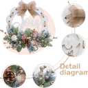 2 x idyllic 16 Inch White Wooden Welcome Wreath for Front Door- Handicraft Frame with Pine Needles Berries Shells Bow Christmas Wreath with Joy Sign Ideal Winter & Spring Decoration for Indoor & Outdoor
