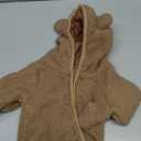 Newborn Baby Bear Outfit With Fold-Over Mittens and Footies Girls Boys Winter Fleece Clothes Hooded Romper Snowsuit (0-3 Months, Brown) 59 US