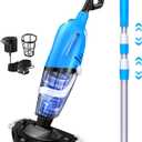 Pool Vacuum for Above Ground Pool with a Telescopic Pole, 80Mins Runtime, Handheld Rechargeable Pool Cleaner with 18.5 Gallons/min Powerful Suction for Above Ground/Inground Pools, Hot Tubs, Spas