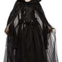 Rubie's Adult Full-Length Sheer Cape with Oversized Hood (Black)