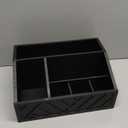 Paper Plate Dispenser, Paper Plate Holder for Kitchen Counter, Wood Rustic Silverware Utensil Caddy, Cutlery Flatware Organizer Box for Cups Spoons Forks Plates Napkins, Kitchen Accessories (Black)