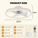 29" Indoor Flush Mount Ceiling Fan with Light, 6-Speed DC, 3CCT, Remote, 29.3 inches