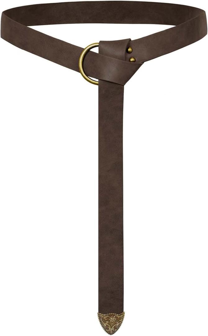 SCARLET DARKNESS Medieval Leather Belt Renaissance Accessory Pirate Viking Belt for Men Women (Coffee)