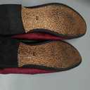 LCQL Men's Velvet Penny Loafers Slip on Party Dancing Shoes Embroidered Tuxedo Dress Shoes Pointed Toe Loafers K12 Burgundy Size 10
