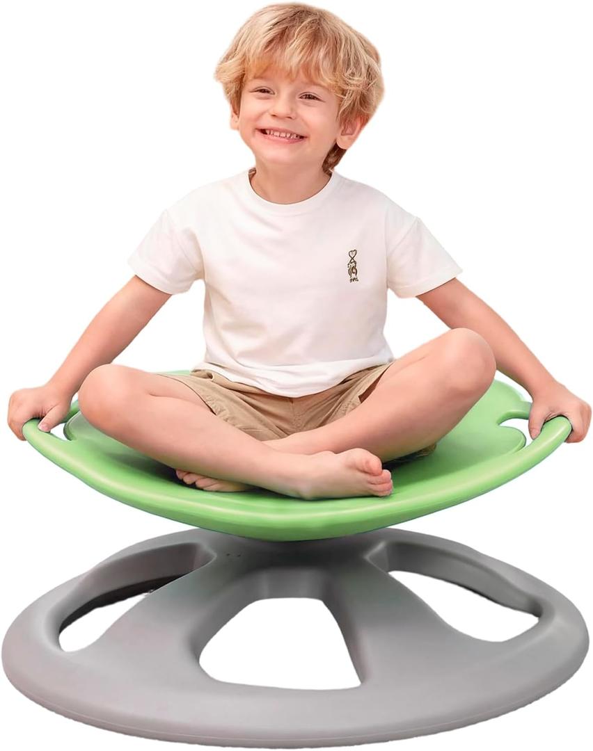 BABAMU Spinning Chair for Autistic Kids, Sensory Swivel Chair, 220LBS Weight Capacity, Autism Sensory Products, Autism Toys, Sensory Toy (Green, Handle), 21 inches x 19 inches x 11 inches