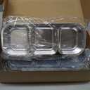 3 Compartment Stainless Steel Snack Containers with Lids- 3 Compartments Bento Lunch Snack Boxes - Reusable Meal Prep Lunch for Adults for Home Travel (3compartment4PCS)