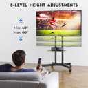 BONTEC Mobile TV Stand with Tilt Function, Rolling TV Cart for 3285 Inch LED LCD OLED Flat & Curved TVs, Portable Stand with Laptop Shelf, Locking Wheels, Max VESA 600x400mm, 132 lbs Capacity, Black